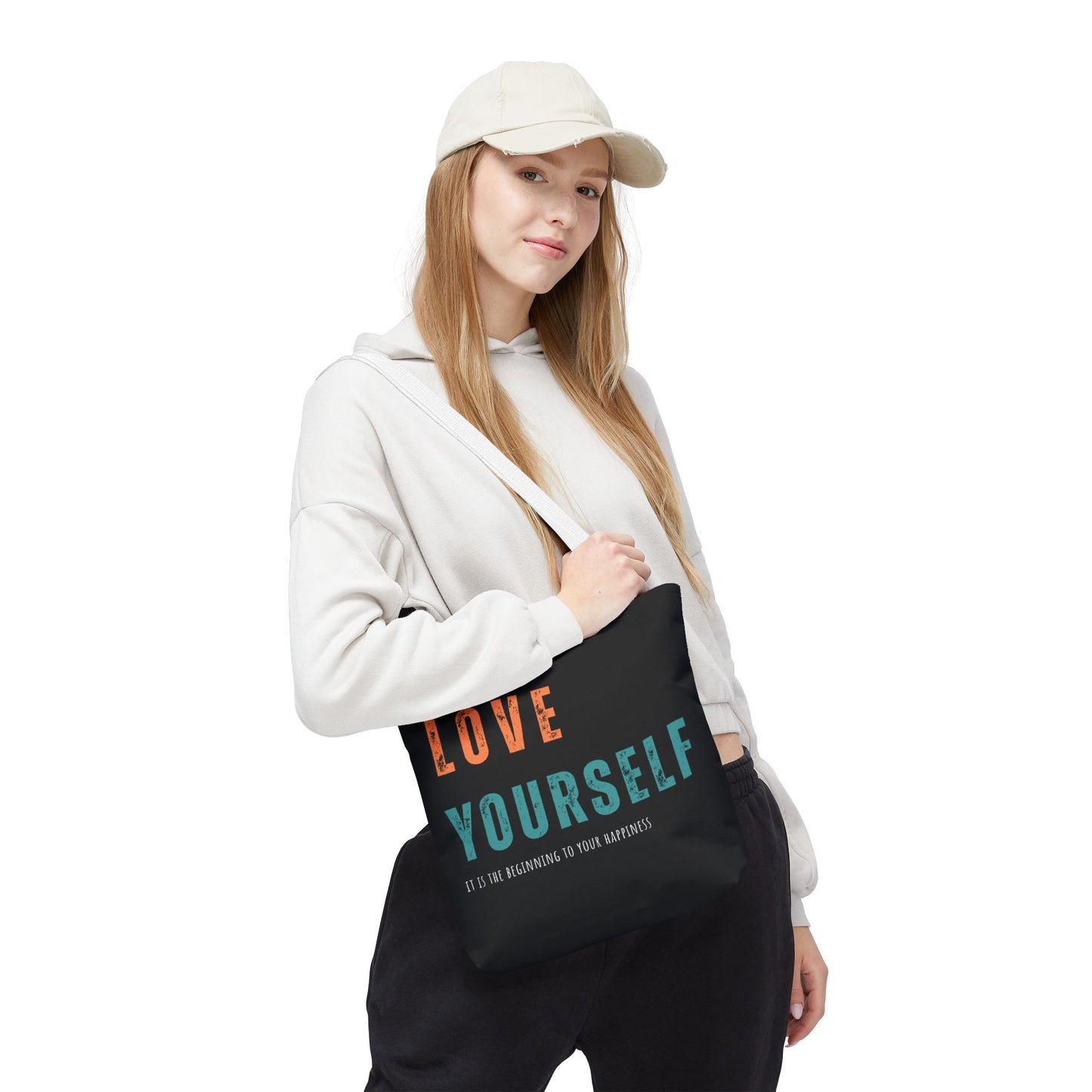 "Love Yourself. It is the beginning to your happiness" Tote Bag