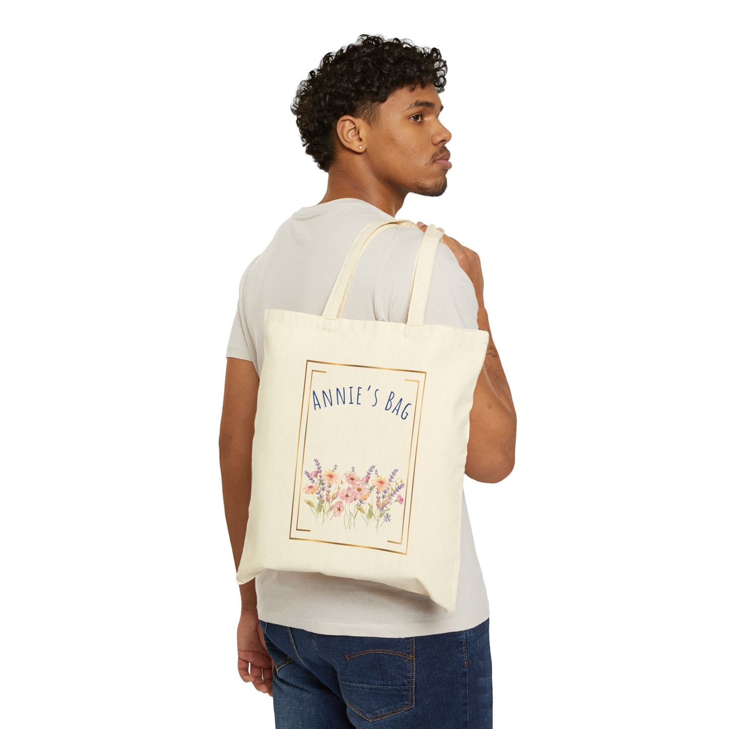Personalised your tote bag with your name. Cotton Canvas Tote Bag, 15" x 16"
