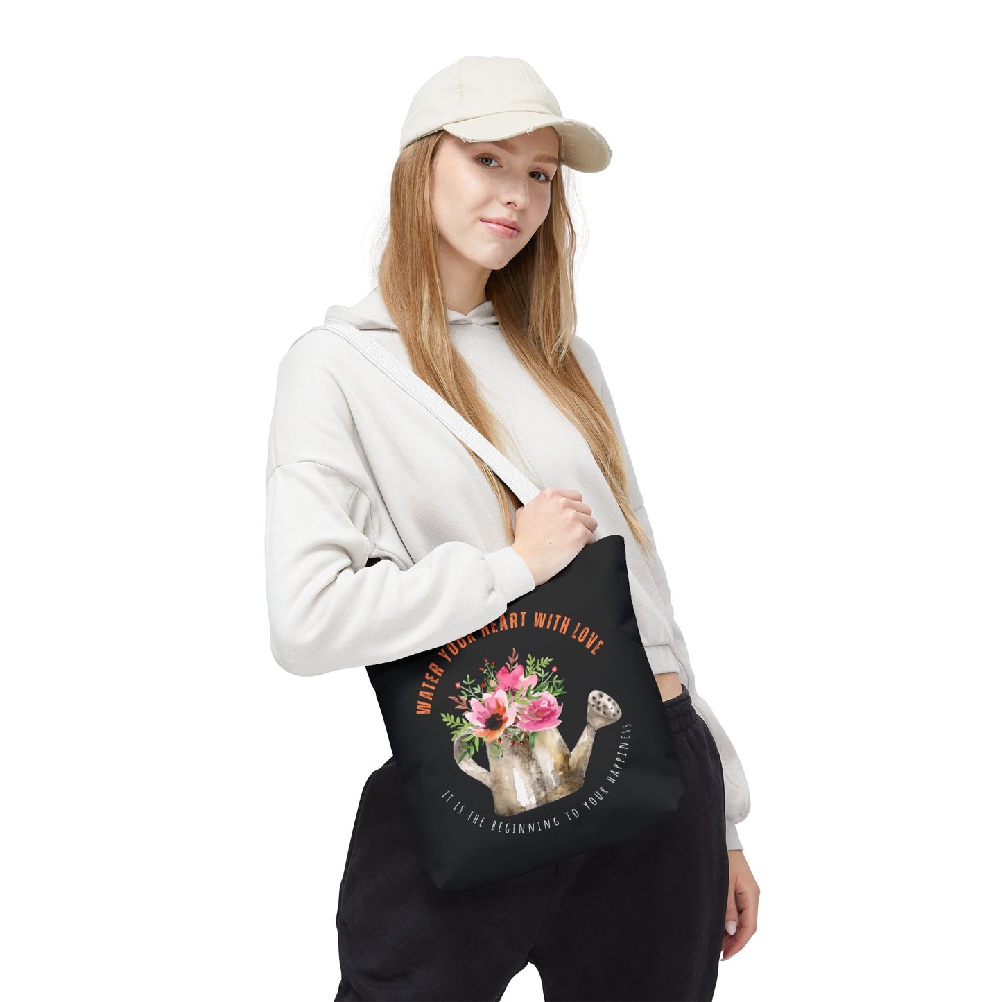 "Water Your Heart With Love. It is the beginning to your happiness" Tote Bag