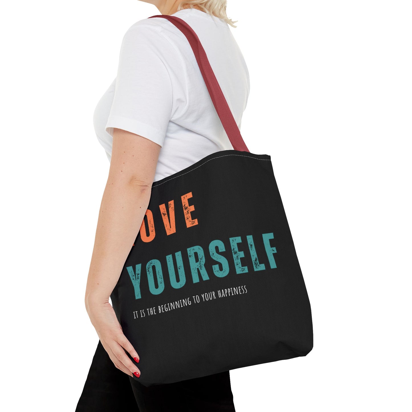 "Love Yourself. It is the beginning to your happiness" Tote Bag