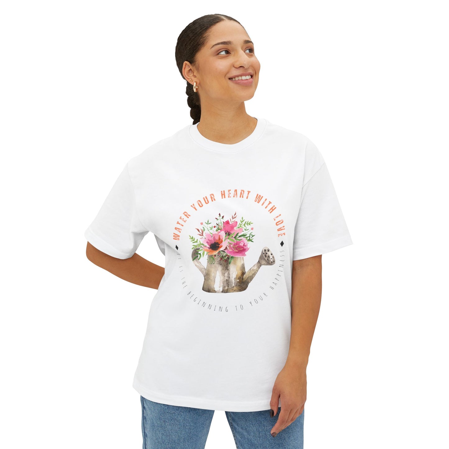 "Water Your Heart with Love" Oversized Boxy T-shirts