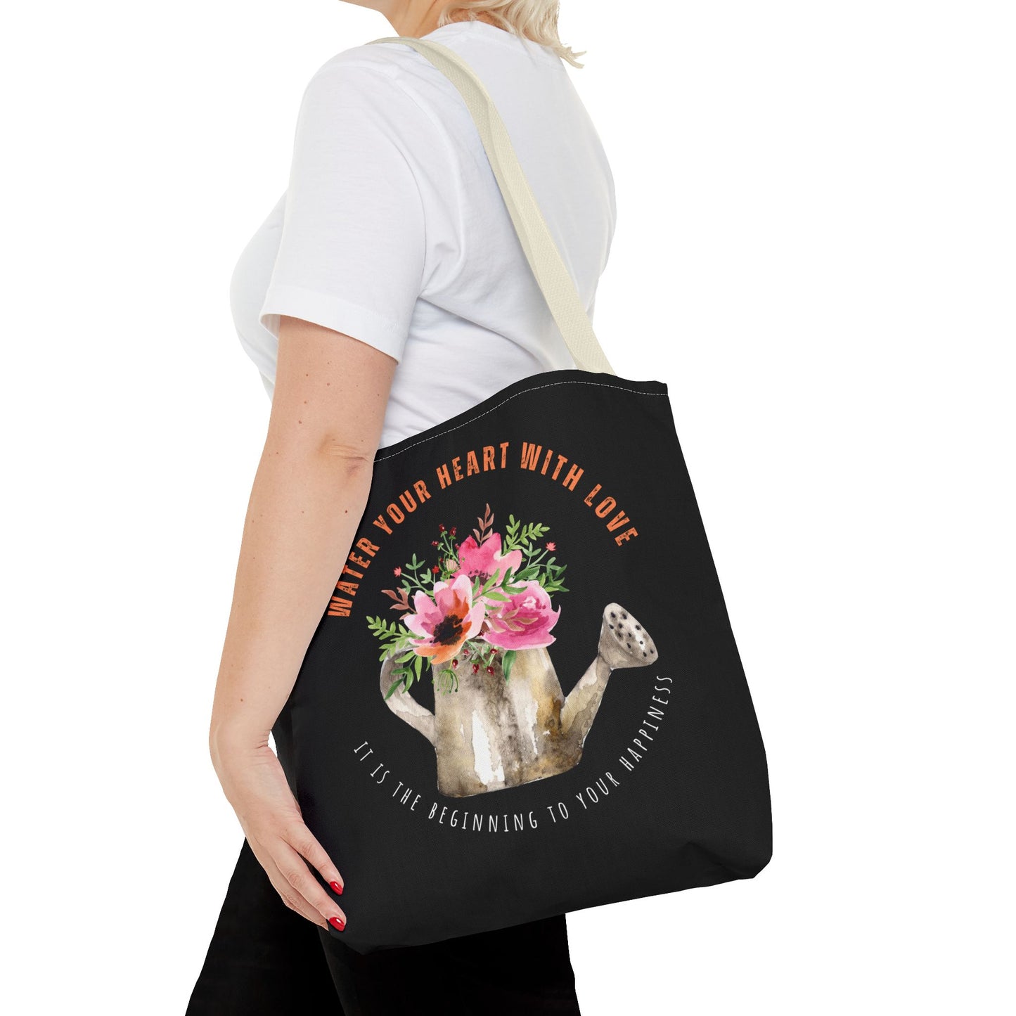 "Water Your Heart With Love. It is the beginning to your happiness" Tote Bag