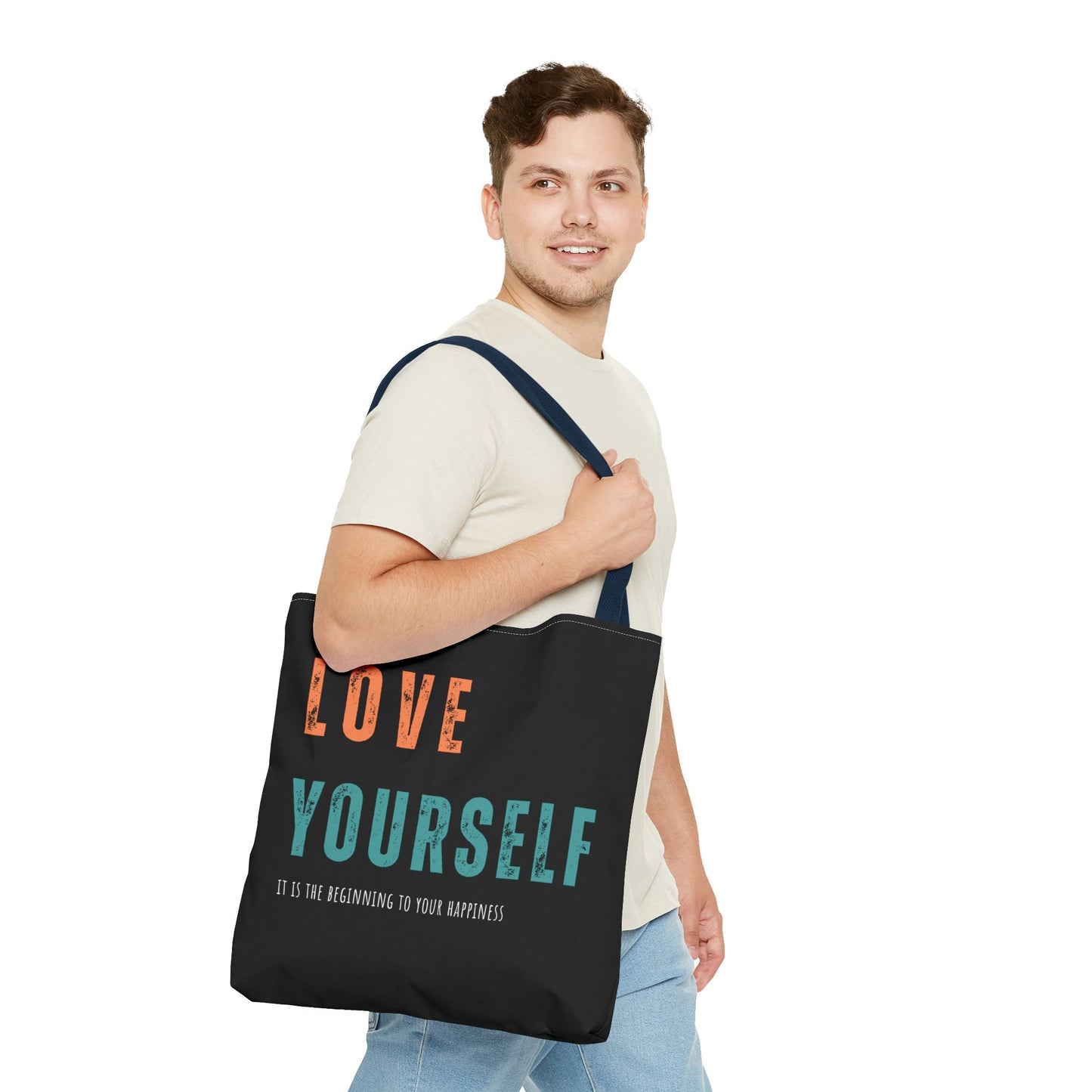 "Love Yourself. It is the beginning to your happiness" Tote Bag