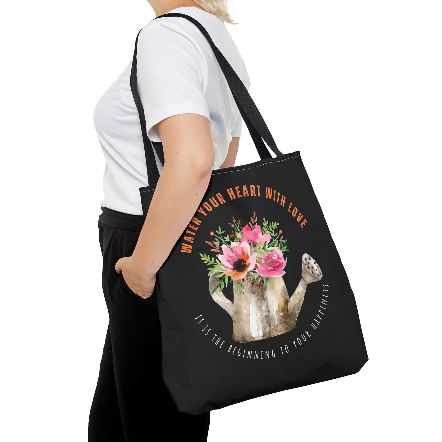 "Water Your Heart With Love. It is the beginning to your happiness" Tote Bag