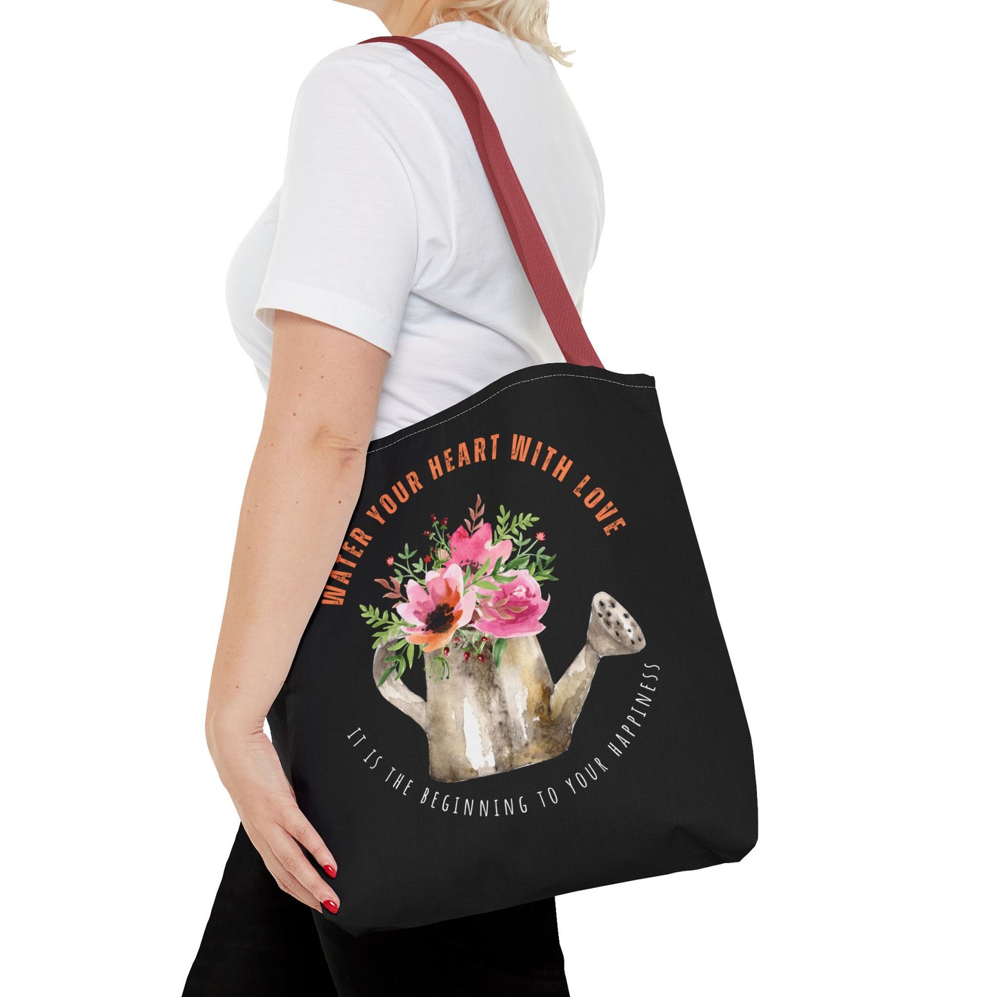 "Water Your Heart With Love. It is the beginning to your happiness" Tote Bag
