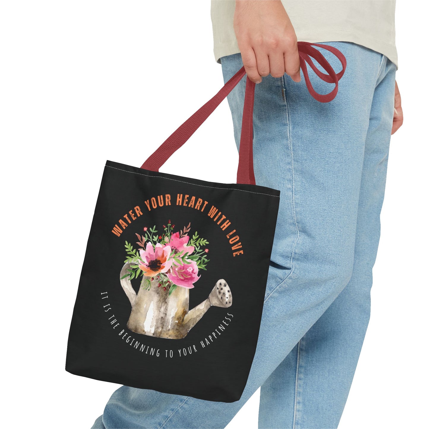 "Water Your Heart With Love. It is the beginning to your happiness" Tote Bag