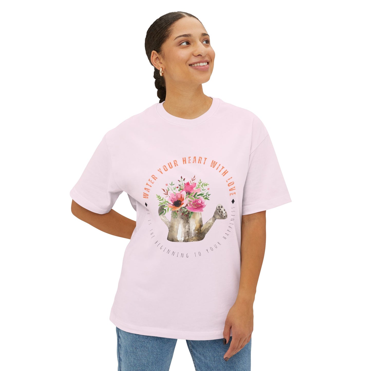 "Water Your Heart with Love" Oversized Boxy T-shirts