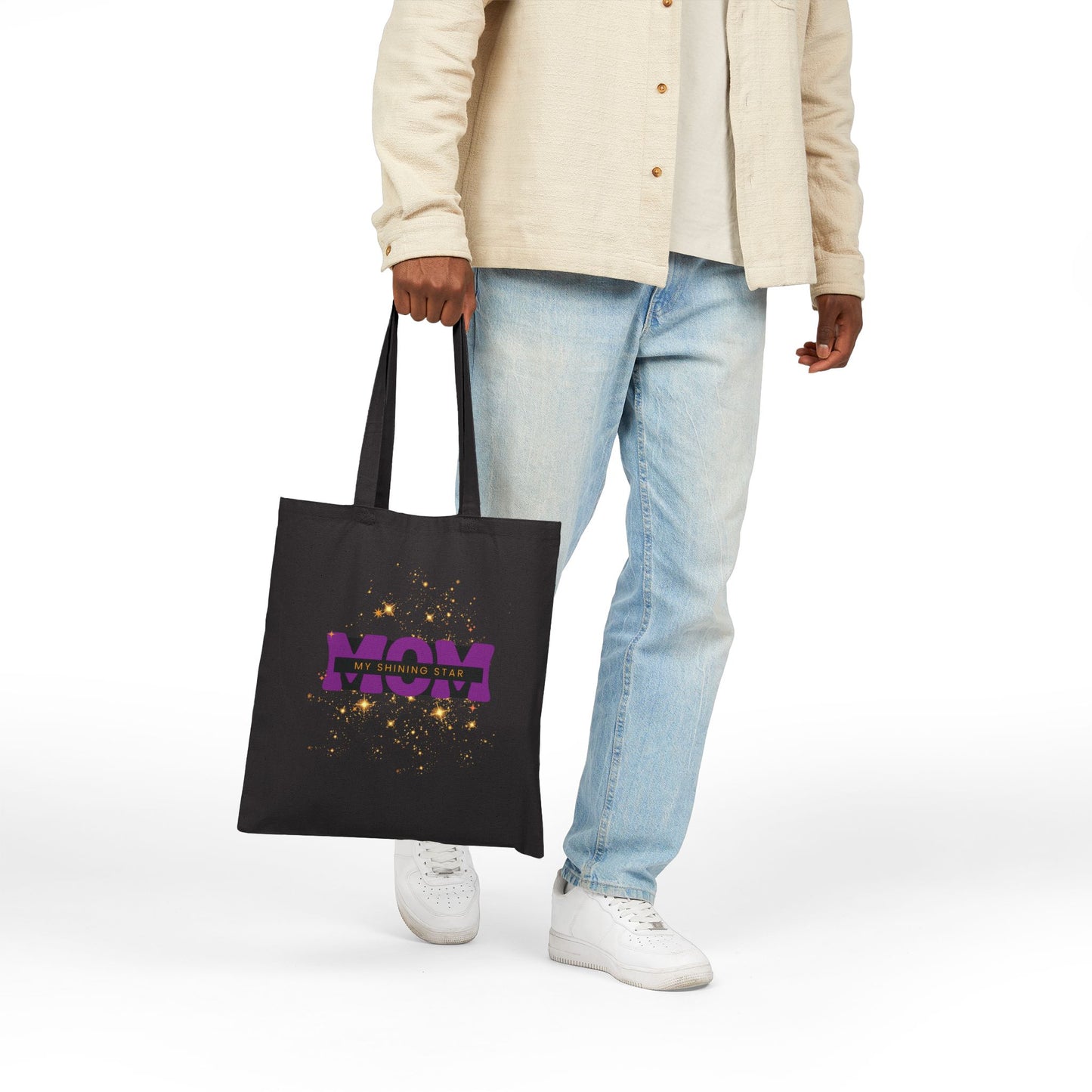 "Mom, My Shining Star" Cotton Canvas Tote Bag, 15" x 16"