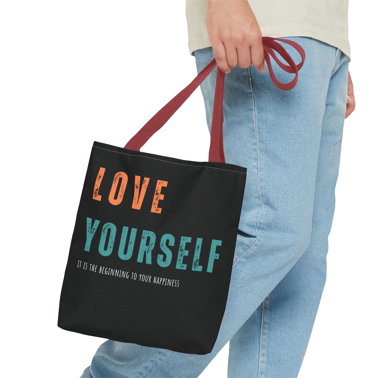 "Love Yourself. It is the beginning to your happiness" Tote Bag