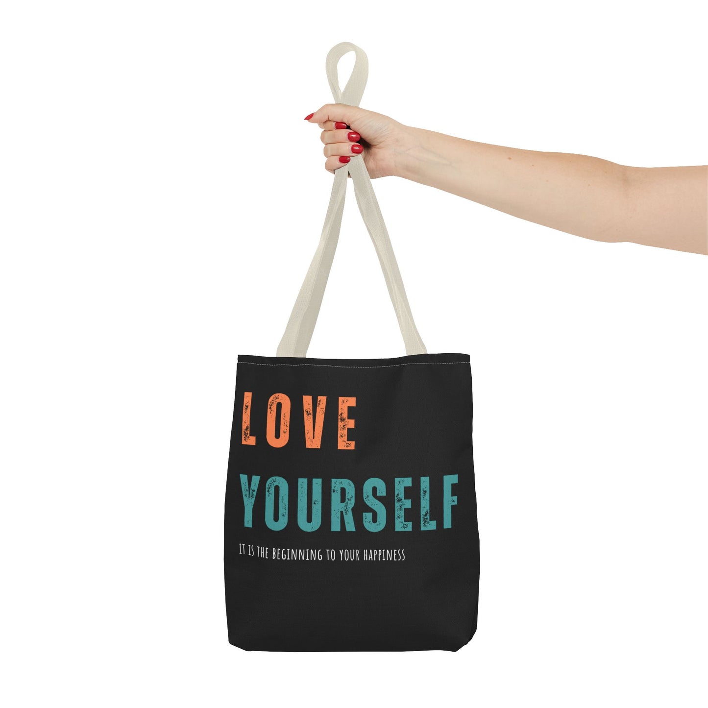 "Love Yourself. It is the beginning to your happiness" Tote Bag