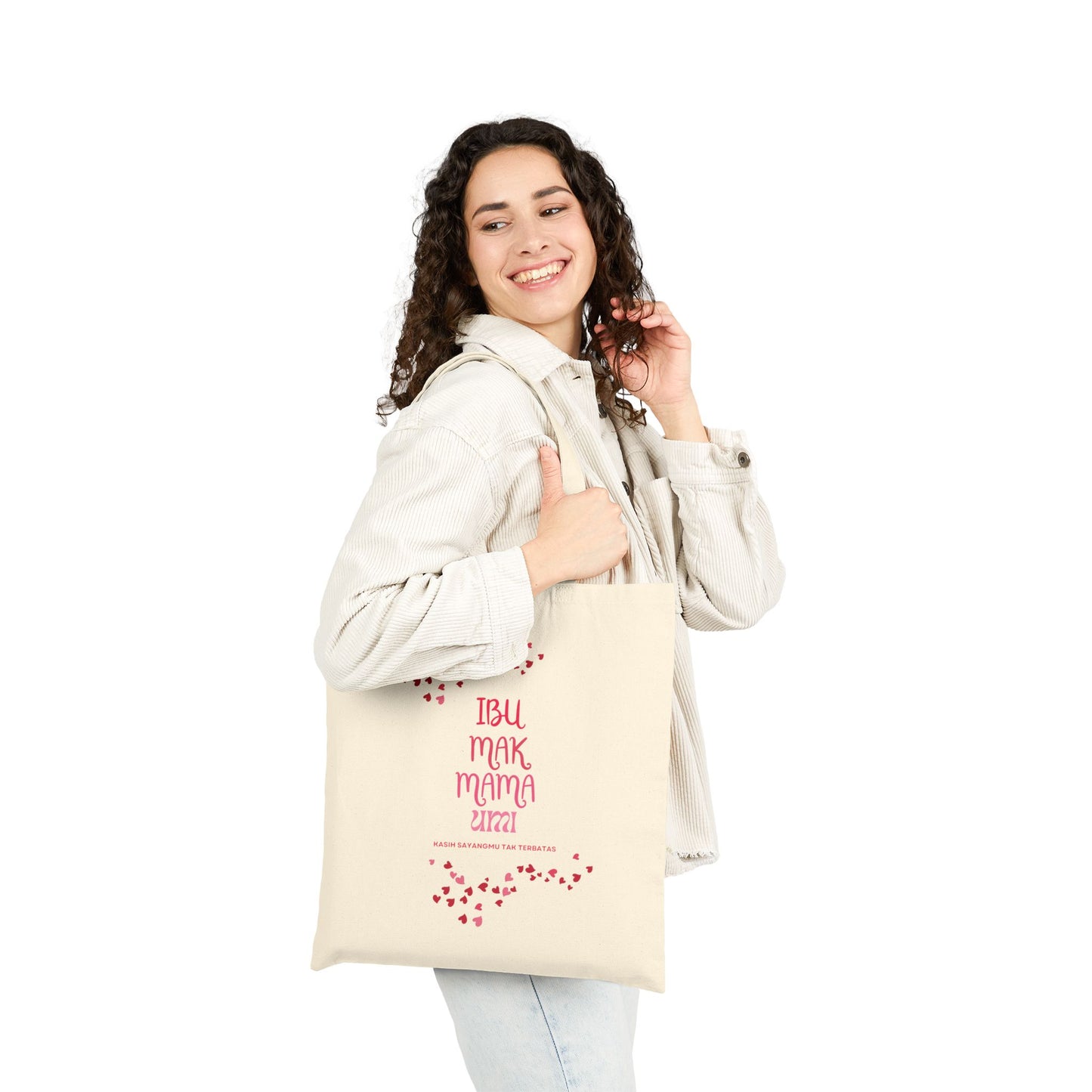 "Ibu, Mak, Mama. Umi" Cotton Canvas Tote Bag, 15" x 16"