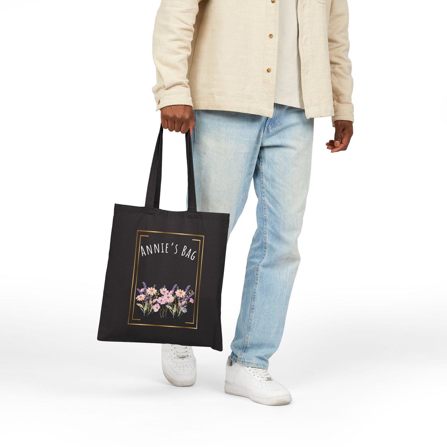 Personalised your tote bag with your name. Cotton Canvas Tote Bag, 15" x 16"