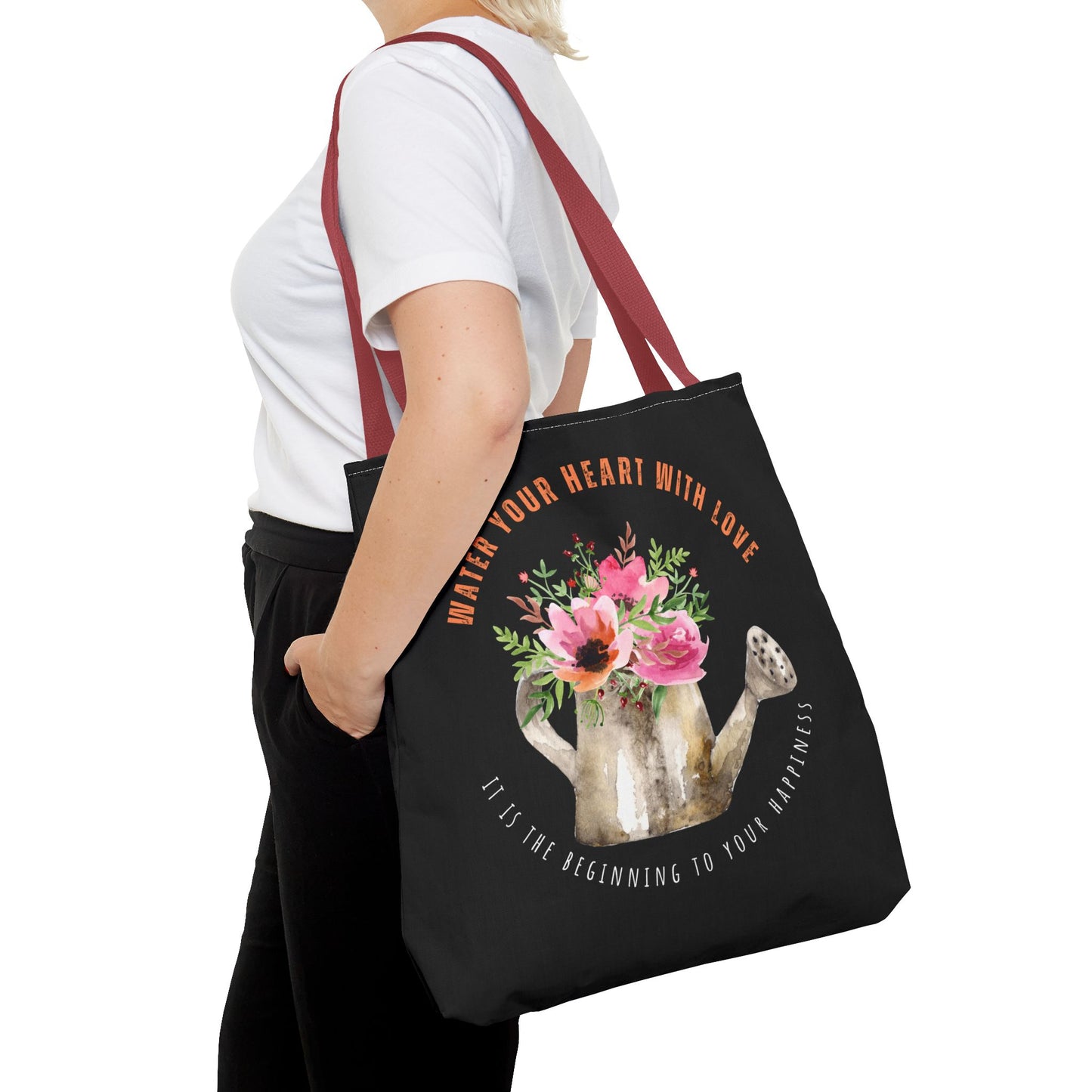 "Water Your Heart With Love. It is the beginning to your happiness" Tote Bag