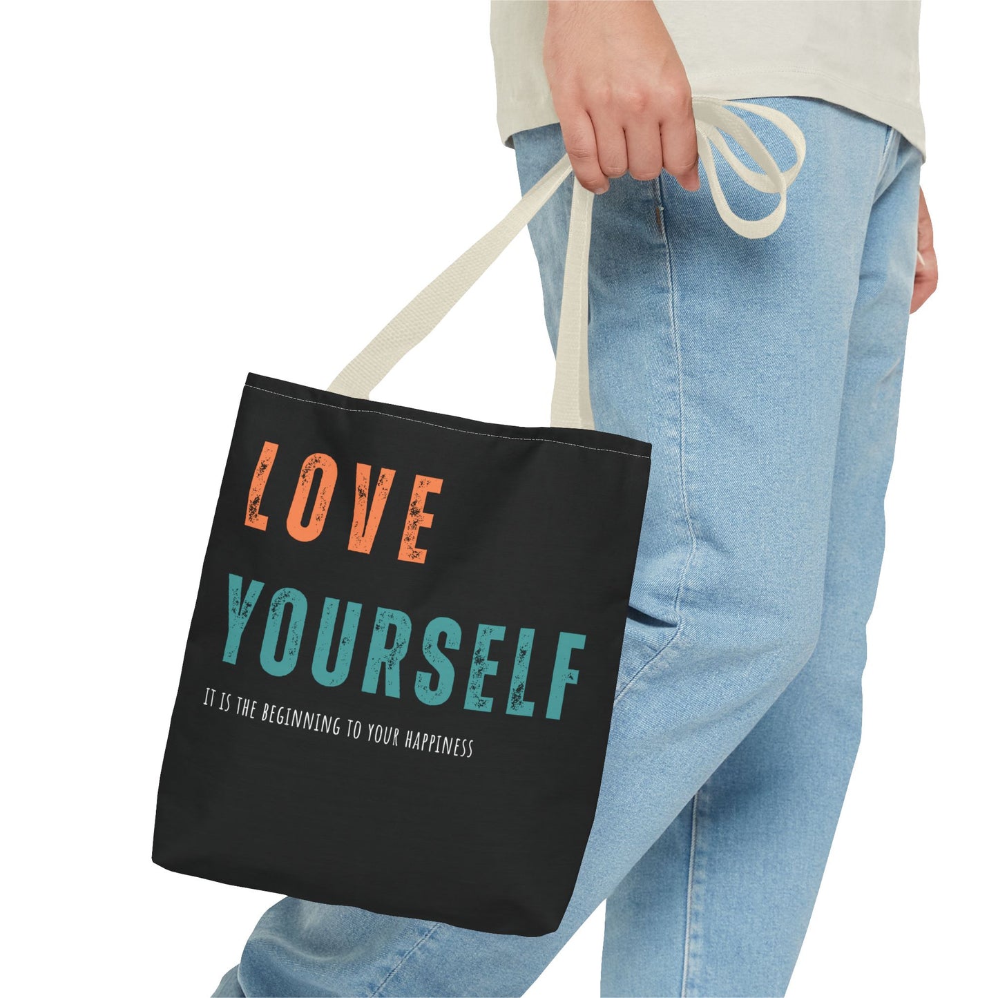 "Love Yourself. It is the beginning to your happiness" Tote Bag