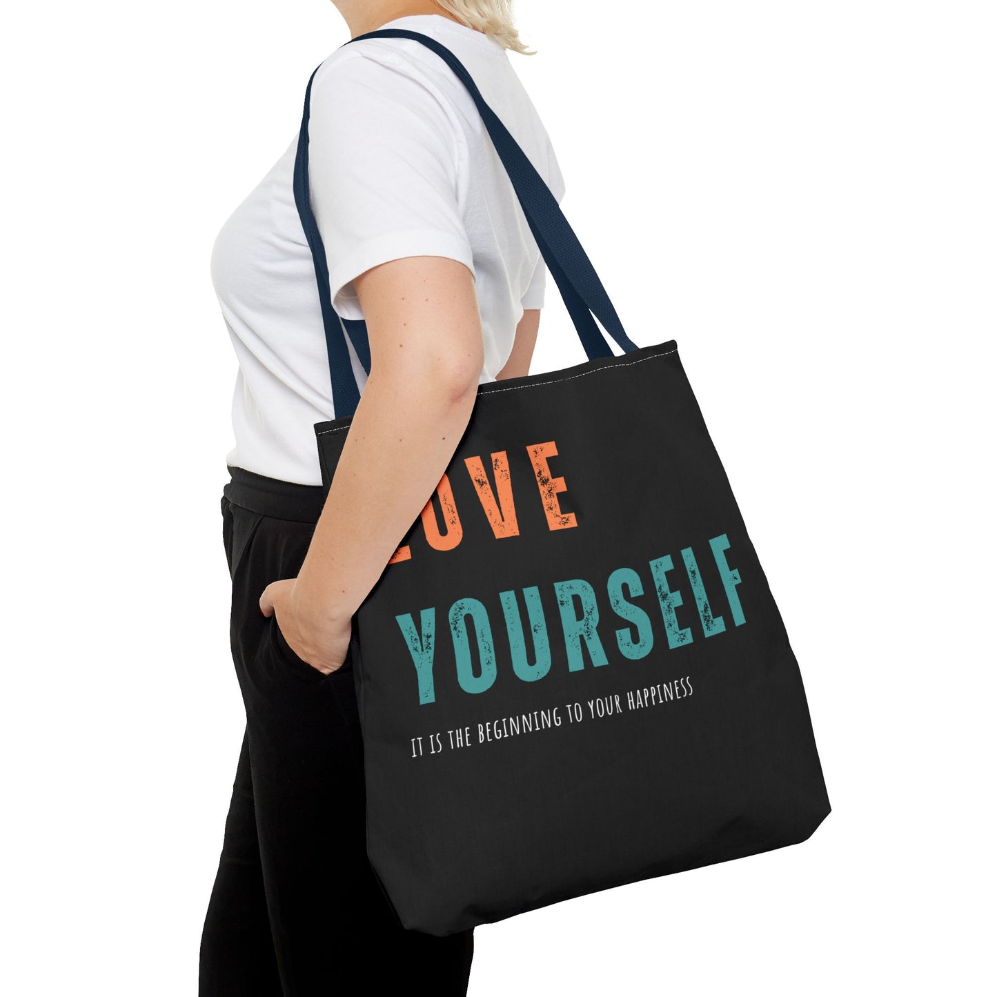"Love Yourself. It is the beginning to your happiness" Tote Bag
