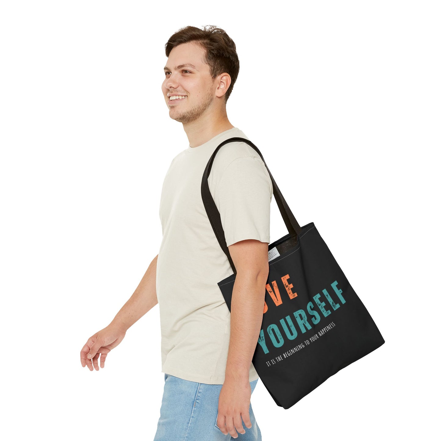 "Love Yourself. It is the beginning to your happiness" Tote Bag