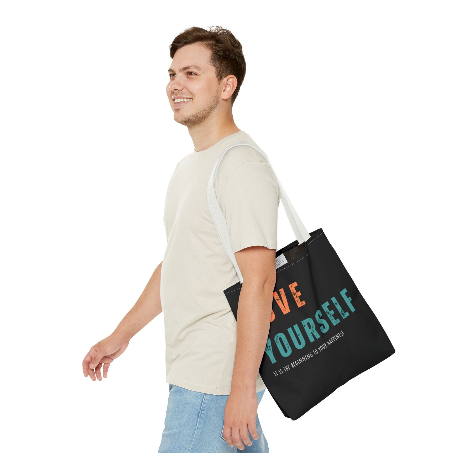"Love Yourself. It is the beginning to your happiness" Tote Bag