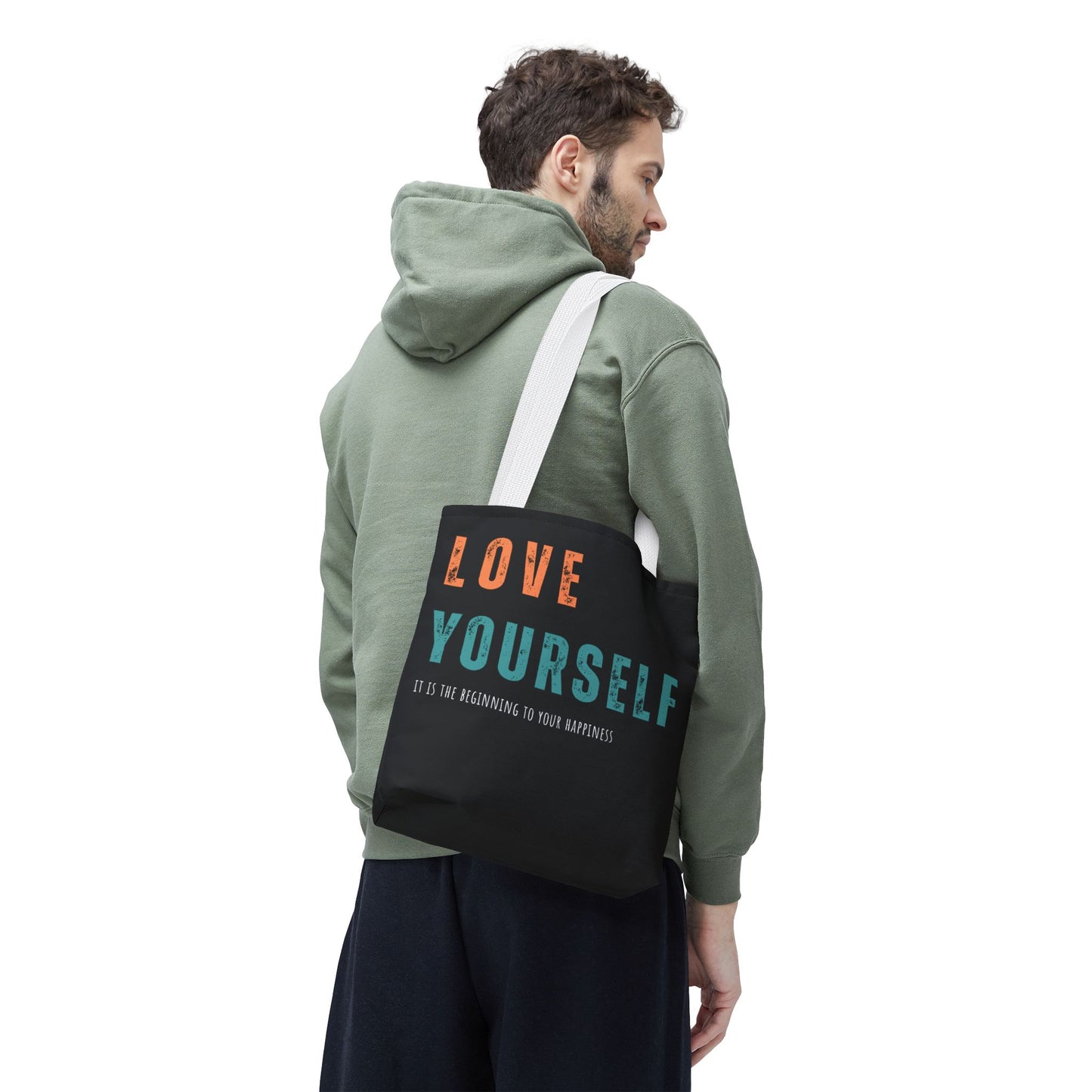 "Love Yourself. It is the beginning to your happiness" Tote Bag
