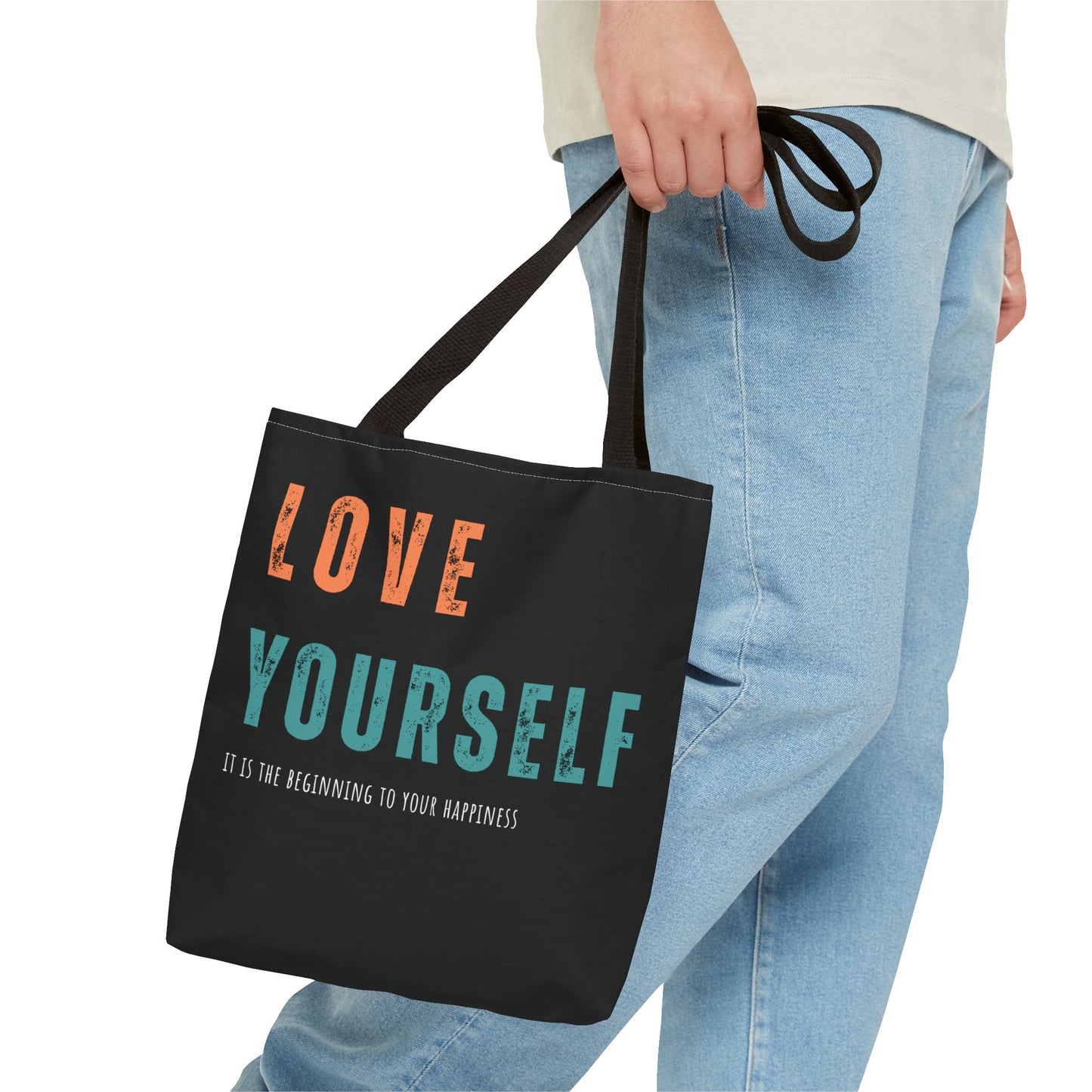 "Love Yourself. It is the beginning to your happiness" Tote Bag