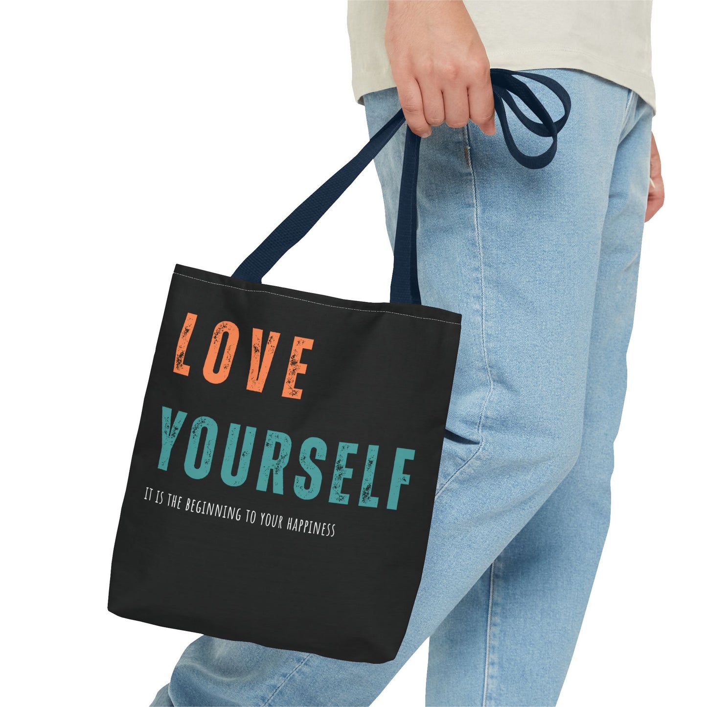 "Love Yourself. It is the beginning to your happiness" Tote Bag