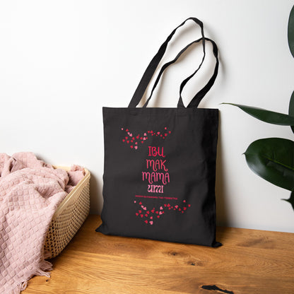 "Ibu, Mak, Mama. Umi" Cotton Canvas Tote Bag, 15" x 16"